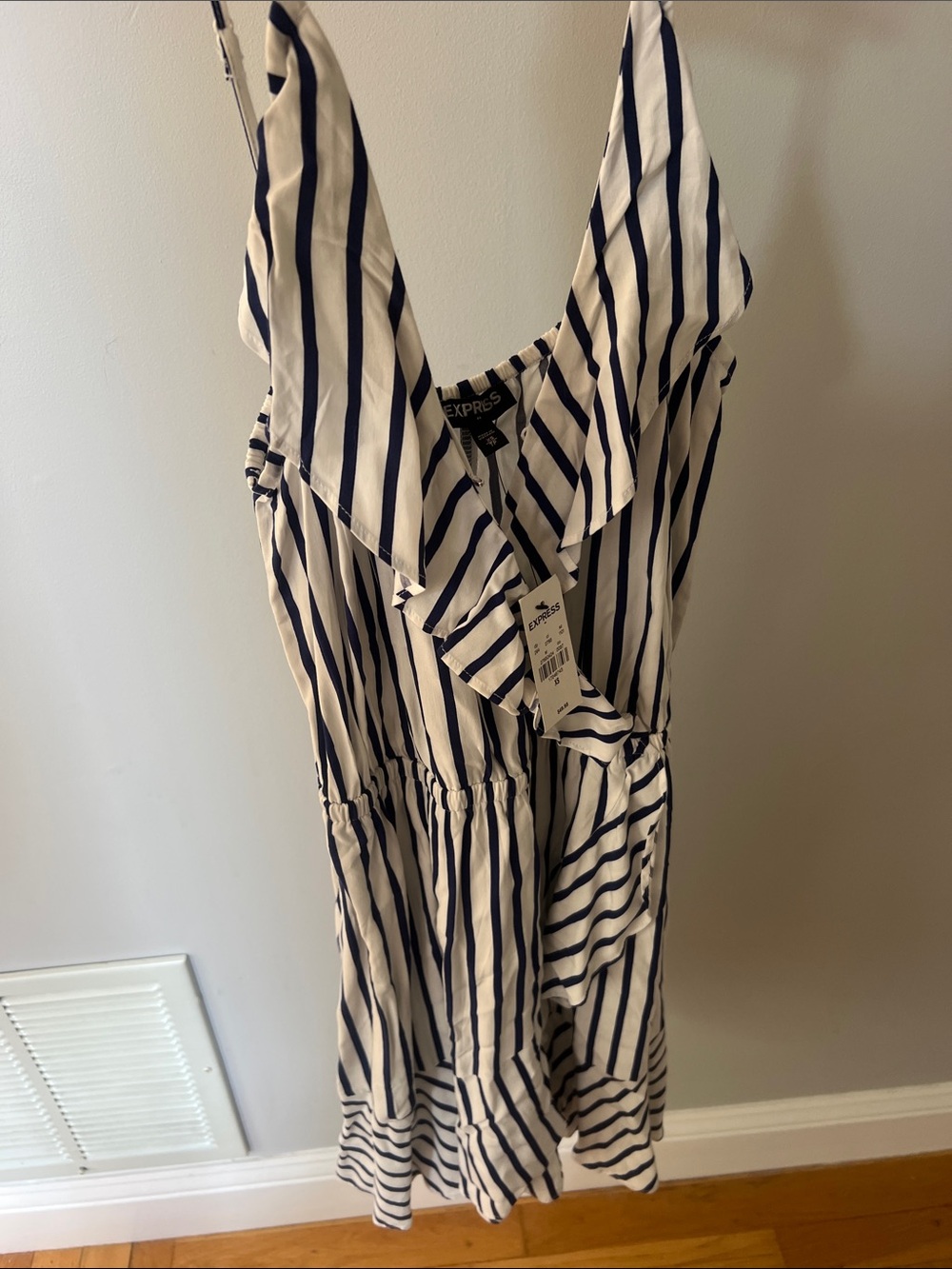 Express Navy and White Striped Wrap Sundress NWT
